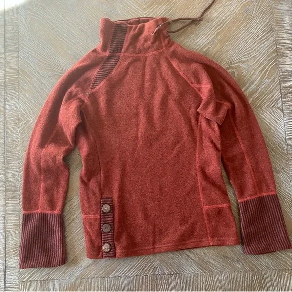 PRANA LUCIA SWEATER Wool Blend Pullover Red Outdoor Hiking Casual Active (XS) - Picture 3 of 11